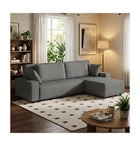 gaomon Corduroy Sectional Sofa, L-Shaped Couch with Deep Chaise for Living Room and Apartment