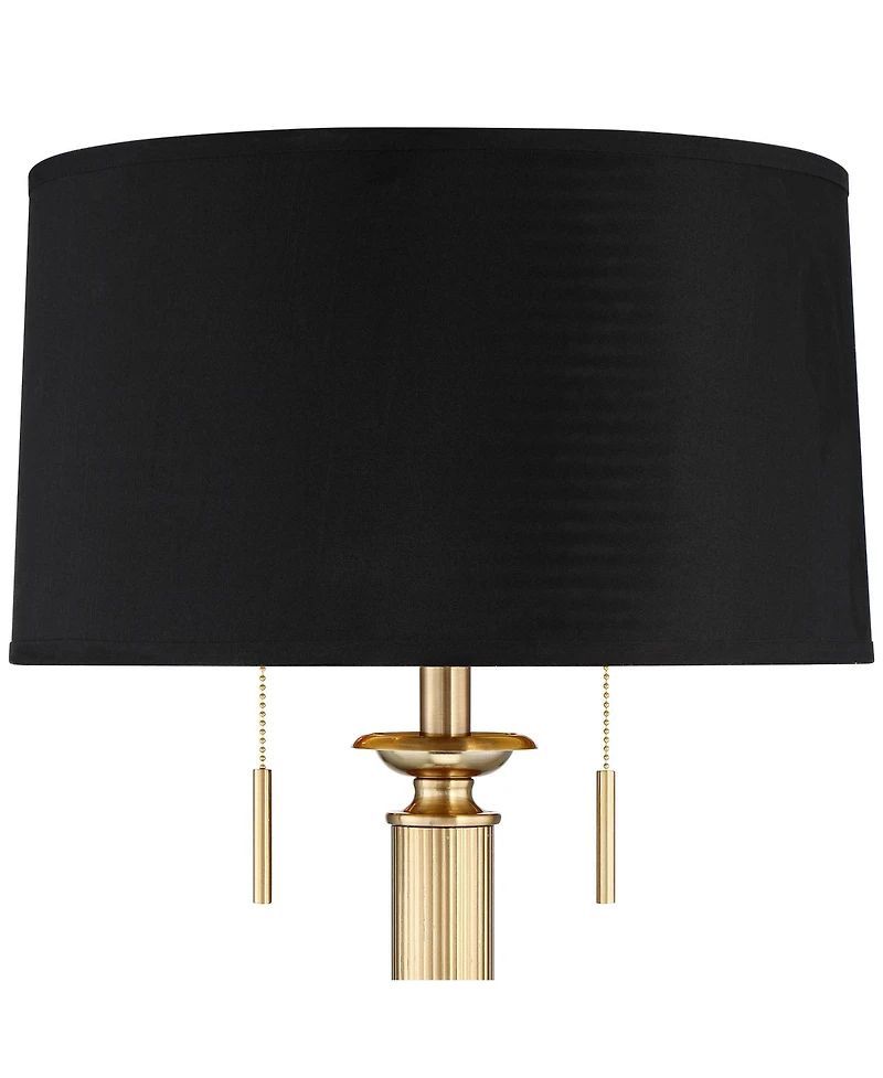 Possini Euro Design Wynne 30" Tall Large Traditional End Table Lamps Set of 2 Dual Usb Ports Gold Metal Shade Charging