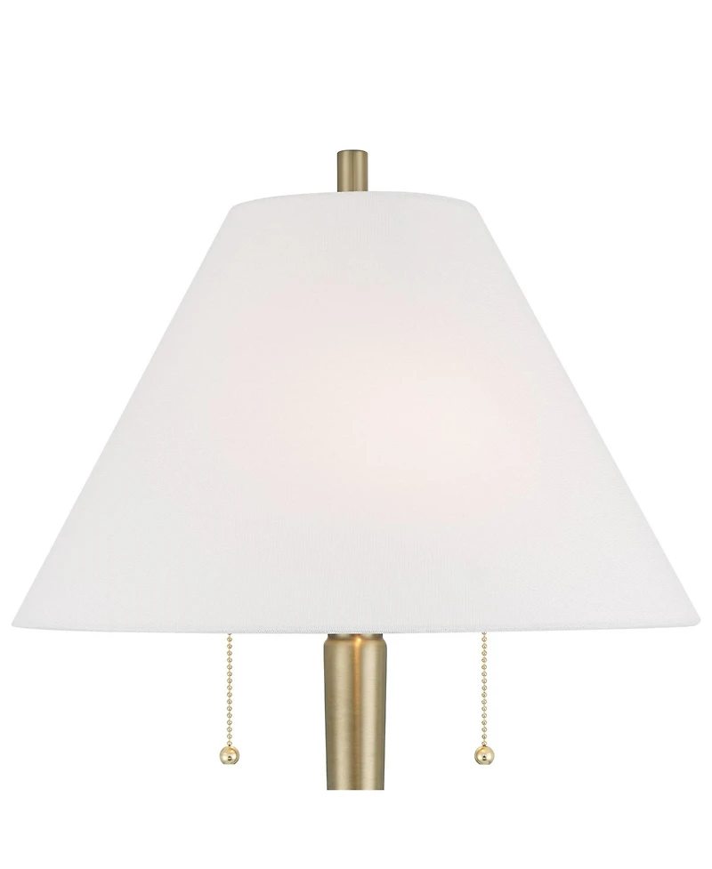 Possini Euro Design Brandi 27 1/2" Tall Modern Table Lamp Pull Chain Gold Brass Finish Metal Marble Single Living Room Bedroom