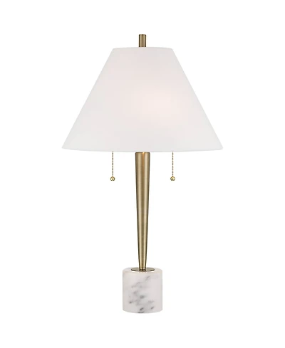 Possini Euro Design Brandi 27 1/2" Tall Modern Table Lamp Pull Chain Gold Brass Finish Metal Marble Single Living Room Bedroom