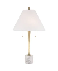 Possini Euro Design Brandi 27 1/2" Tall Modern Table Lamp Pull Chain Gold Brass Finish Metal Marble Single Living Room Bedroom