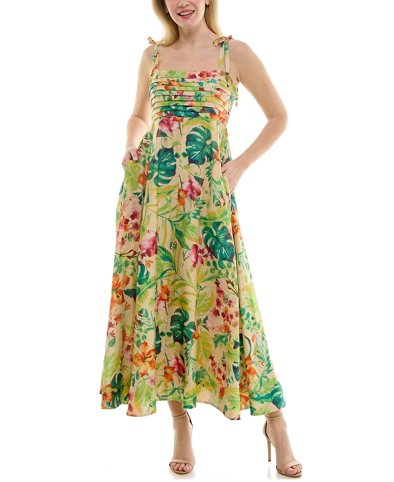 Taylor Petite Printed Square Neck Midi Dress