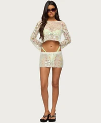 Edikted Women's Kirah Sequin Crochet Top