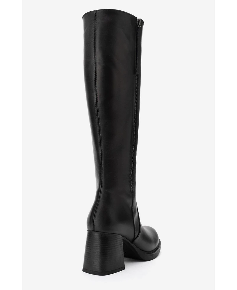 Forever & Always Shoes Women's Lensa Leather Block Heel Boot