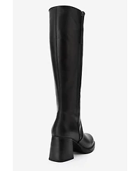 Forever & Always Shoes Women's Lensa Leather Block Heel Boot