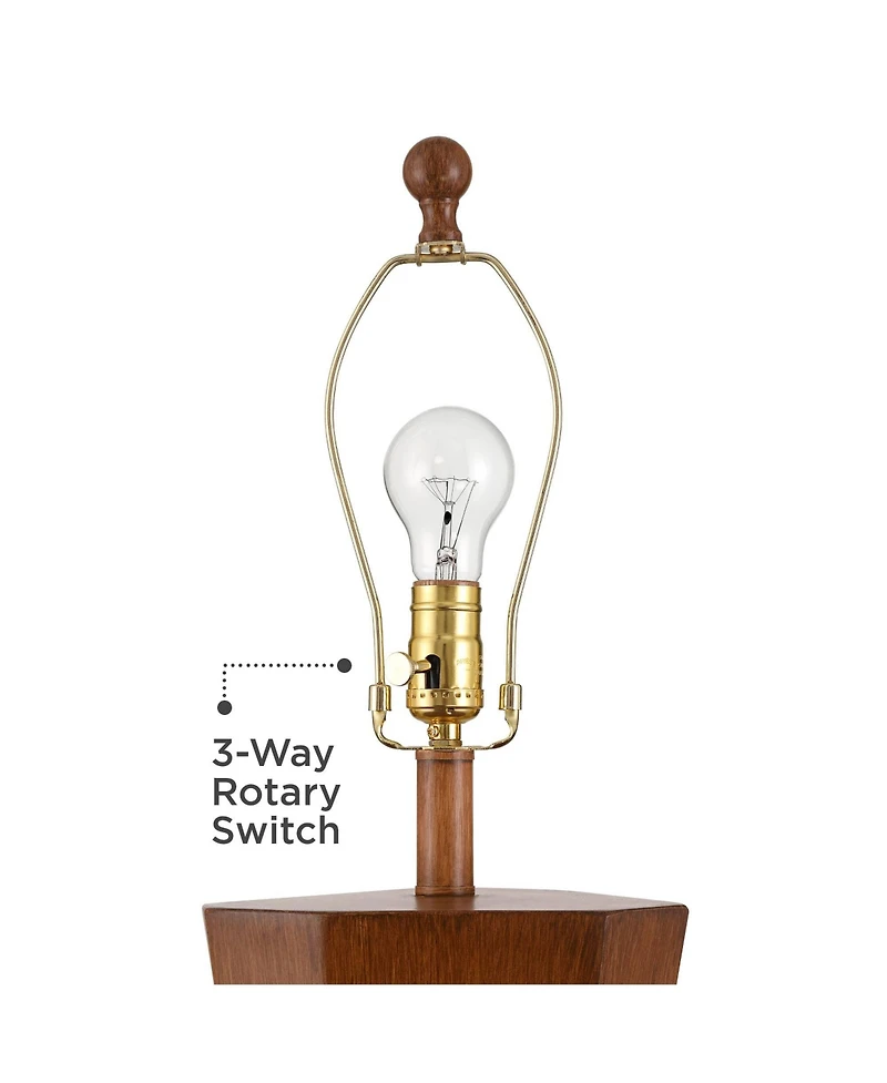 Possini Euro Design Tri 30" Tall Large Modern End 3-Way Table Lamp Faux Wood Finish Single Shade Living Room Bedroom