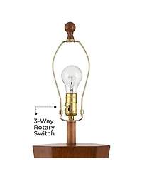 Possini Euro Design Tri 30" Tall Large Modern End 3-Way Table Lamp Faux Wood Finish Single Shade Living Room Bedroom