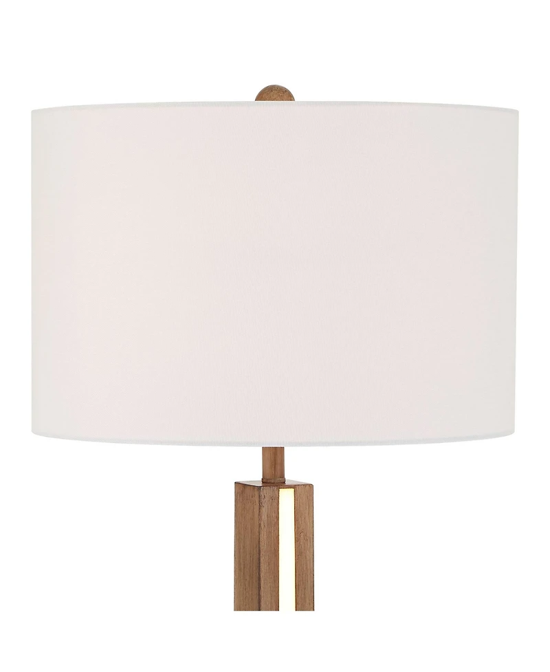 Possini Euro Design Brookline Farmhouse Rustic 63" Tall Standing Floor Lamp Column with Led Side Light Wood Walnut Finish