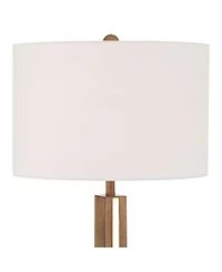 Possini Euro Design Brookline Farmhouse Rustic 63" Tall Standing Floor Lamp Column with Led Side Light Wood Walnut Finish