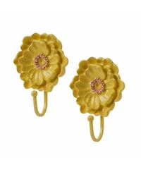 Yigii Flower Decorative Wall Hooks 2 Piece Resin Wall Mounted Hooks For Clothes Towels Keys Bags