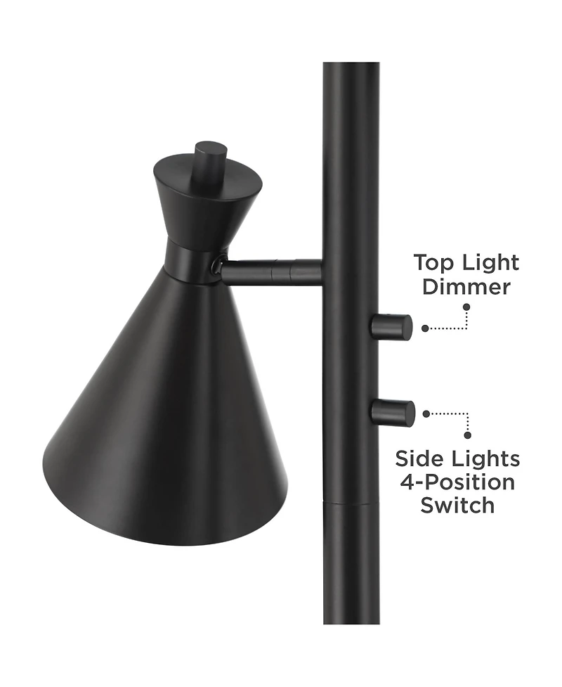 Possini Euro Design Ballard Modern 72" Tall Standing Floor Lamp Skinny Tree Torchiere with Side Lights Dimmable Metal