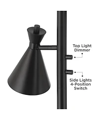 Possini Euro Design Ballard Modern 72" Tall Standing Floor Lamp Skinny Tree Torchiere with Side Lights Dimmable Metal