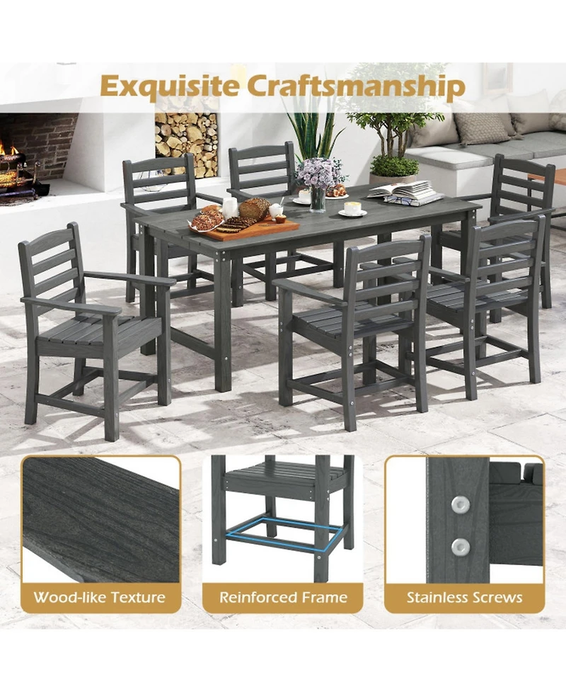 Gouun Set of 2 Hdpe All-Weather Patio Dining Chairs with Wide Armrests