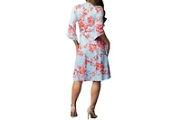 Kiyonna Women's Gemini Wrap Dress with Contrast Lined Sleeves