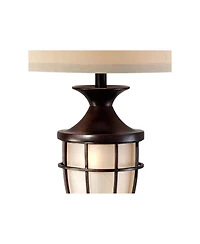 John Timberland Mission Cage Traditional Table Lamp 33" Tall Brushed Iron Cage Glass with Dimmer Nightlight