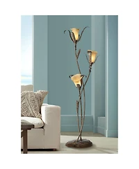 Franklin Iron Works Rustic Floor Lamp with Usb Charging Port 3-Light 68 1/4" Tall
