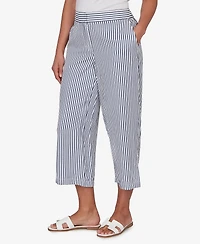 Ruby Rd. Petite Striped Seersucker Fly-Front Capri Pants
