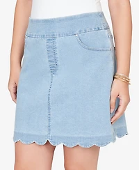 Ruby Rd. Petite Scalloped-Hem Stretch Denim Skort