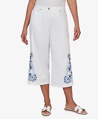 Ruby Rd. Petite Embroidered-Hem Denim Capri Pants