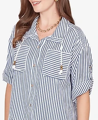 Ruby Rd. Petite Beaded Seersucker Portrait Collar Jacket
