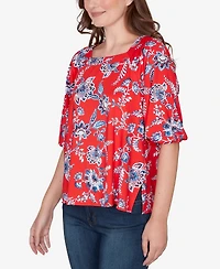 Ruby Rd. Petite Square Neck Floral Puff Print Top