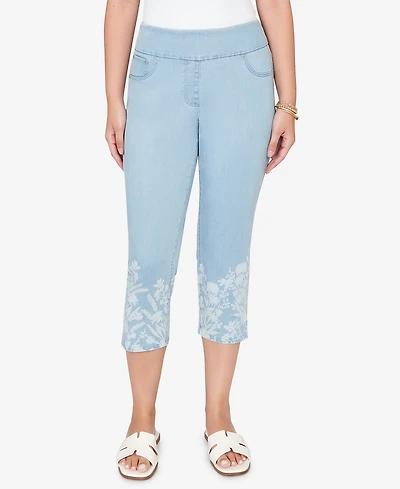 Ruby Rd. Petite Printed-Hem Denim Capri Pants