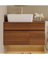 Busdays 31.5 Inches Floating Single Small Bathroom Vanity with Sink