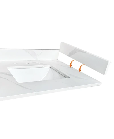 Busdays 22 Inch Calacatta Quartz Sidesplash Bathroom Vanity Top with 4 Inch Height Backsplash for Vanity Top