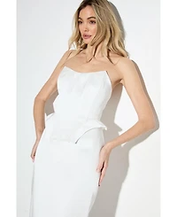 MissPap Women's Premium Bonded Satin Corset Midaxi Dress