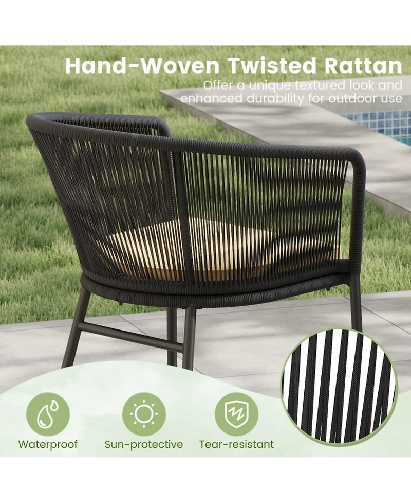 Gouun Set of 4 Cushioned Patio Dining Chairs with Curved Backrest and Armrests