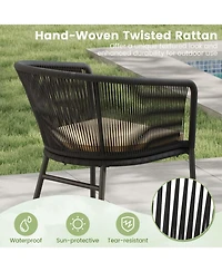 Gouun Set of 4 Cushioned Patio Dining Chairs with Curved Backrest and Armrests