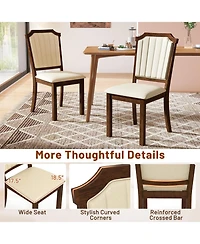 Gouun Set of 2 Pu Leather Dining Chairs with Rubber Wood Frame and Padded Seat