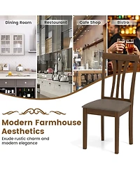 Gouun Set of 2 Linen Upholstered Wooden Dining Chairs with Rubber Wood Frame