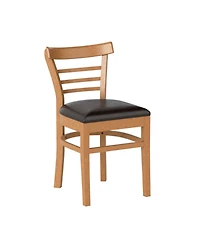 Gouun Set of 2 Pu Leather Padded Dining Chairs with Rubber Wood Frame and Curved Back