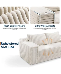 gaomon 75" Convertible Sofa Bed, Boneless Futon Couch with 2 Pillows, Pull-Out Loveseat Sleeper