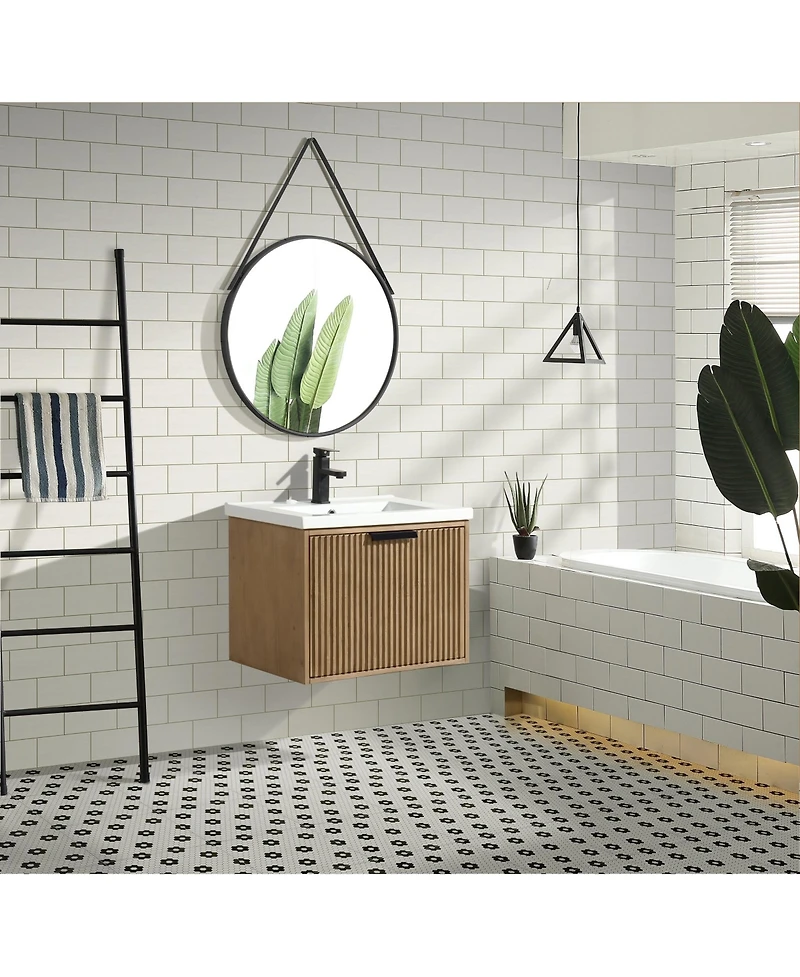 Ari Bath Diego 24" Floating Bathroom Vanity Weathered Fir