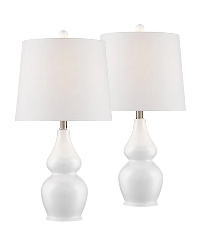 360 Lighting Jane 25" High Mid Century Modern Table Lamps Set of 2 WiFi Smart Socket Ceramic Living Room Bedroom Bedside