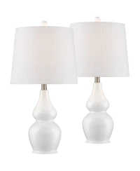 360 Lighting Jane 25" High Mid Century Modern Table Lamps Set of 2 WiFi Smart Socket Ceramic Living Room Bedroom Bedside