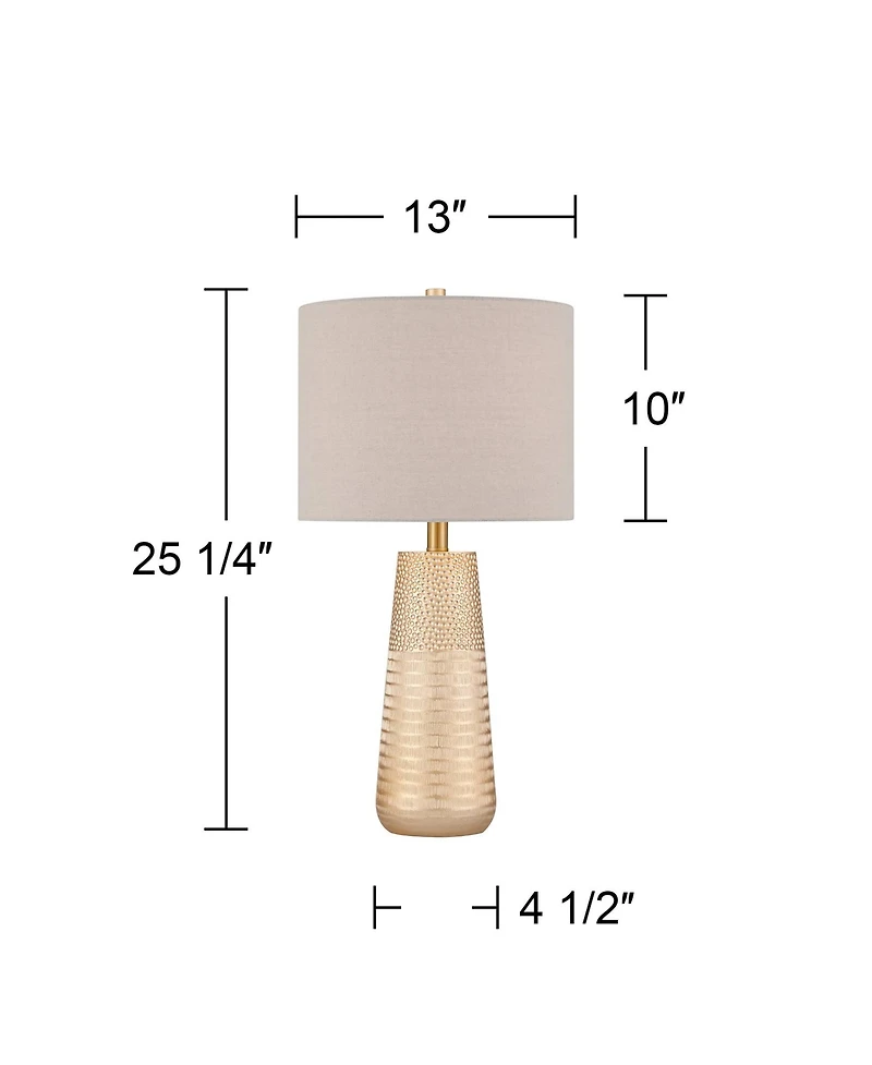 360 Lighting Mira 25 1/4" High Modern Table Lamps Set of 2 Textured Finish Oatmeal Shade Living Room Bedroom Bedside