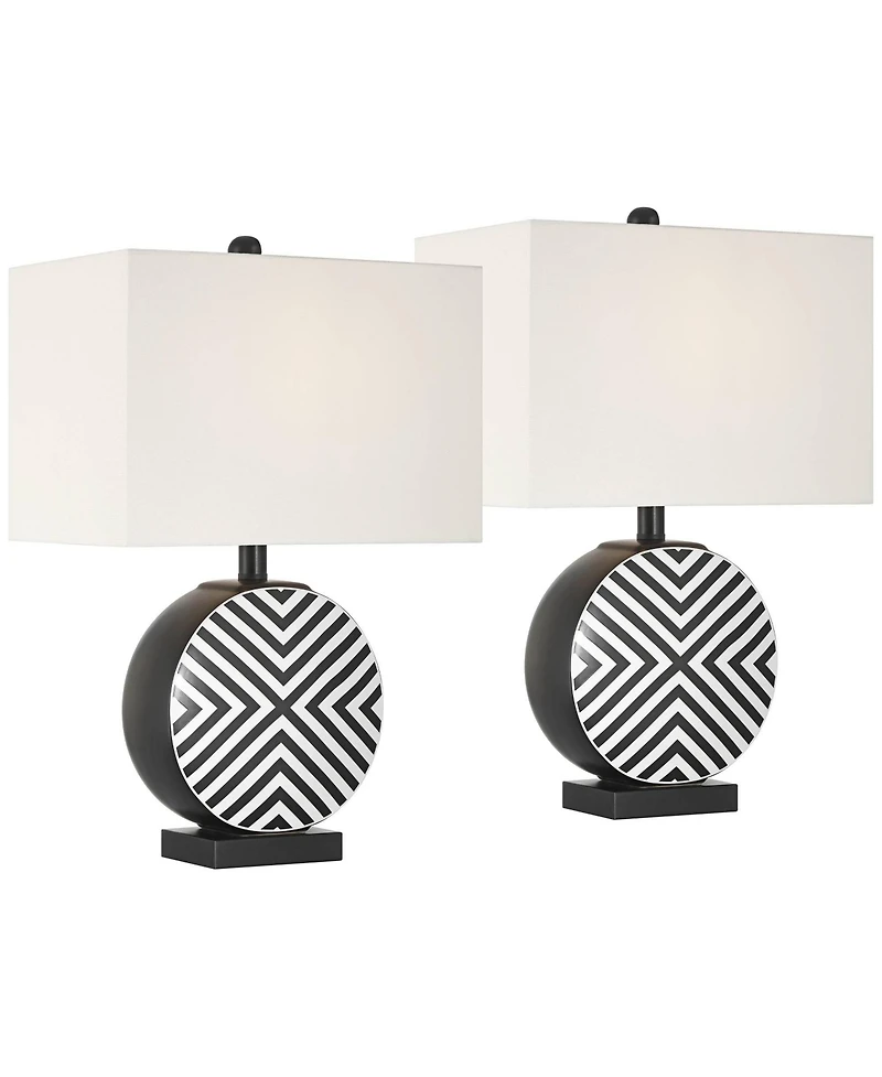 360 Lighting Fraser Ceramic Disc Table Lamp Set of 2