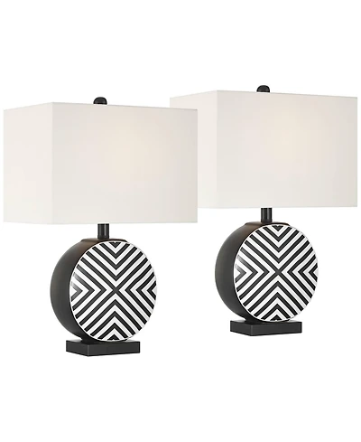 360 Lighting Fraser Ceramic Disc Table Lamp Set of 2