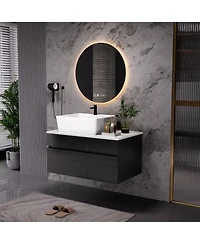Busdays 31.5 Inches Floating Single Small Bathroom Vanity with Sink