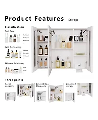 Busdays Led Bathroom Medicine Cabinet with Single-Color Light, Anti-Fogging, Easy to Install Aluminum-Plastic Cabinet