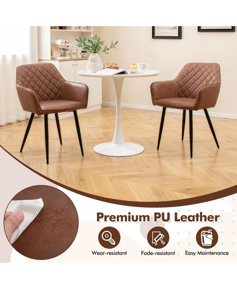 Gouun Set of 2 Leisure Dining Chairs with Curved Backrest and Wide Seat