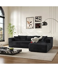 Homsee 106" Modular Sectional Sofa with Pillows, L-Shape Corduroy Cloud Couch