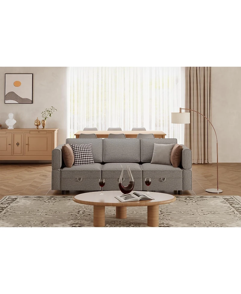 gaomon Convertible Sectional Sofa with Reversible Chaise, Chenille Modular Couch with Storage
