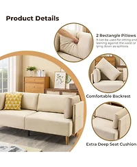 gaomon 76" Loveseat Sofa, Velvet 2-Seater Couch with Deep Seat and Pillows for Living Room