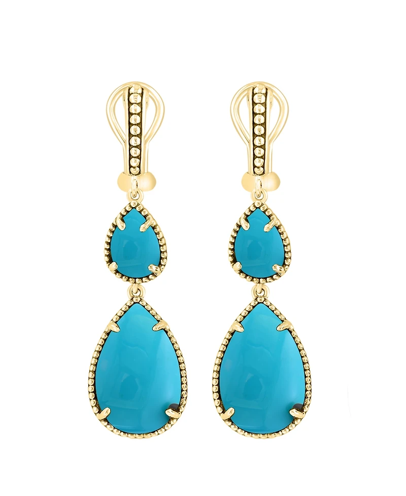 Effy Collection Turquoise Drop Earrings in Gold Over Sterling Silver