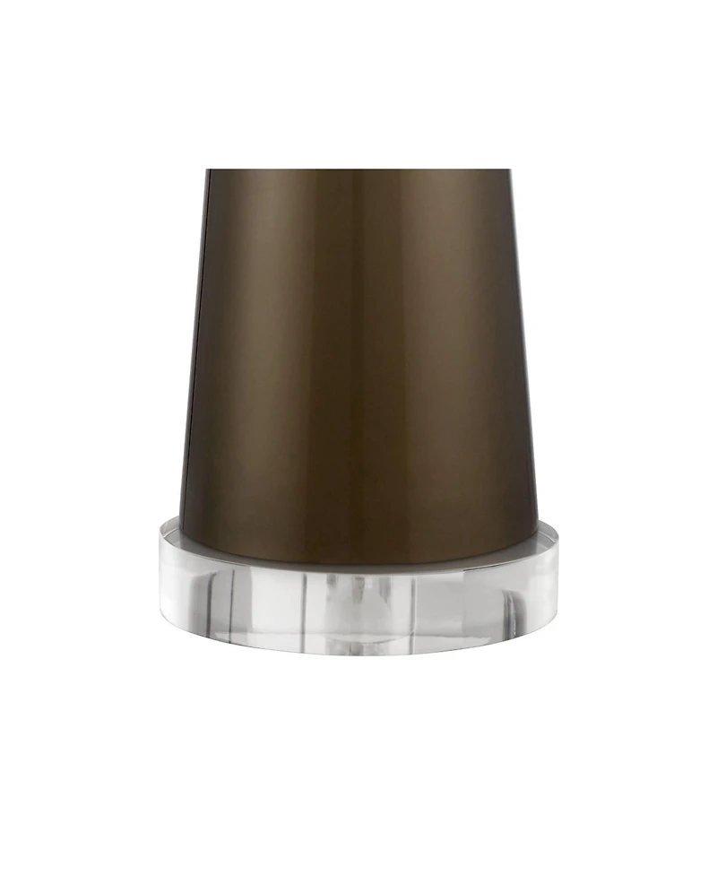 Possini Euro Design Karen Modern Table Lamp with Clear Round Riser 37 1/2" Tall Dark Gold Glass Fabric Drum Shade for Bedroom Living Room