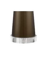 Possini Euro Design Karen Modern Table Lamp with Clear Round Riser 37 1/2" Tall Dark Gold Glass Fabric Drum Shade for Bedroom Living Room